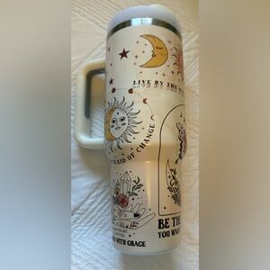 Brand New White Boho Celestial Travel Mug with Handle, 40 oz., Double Insulated